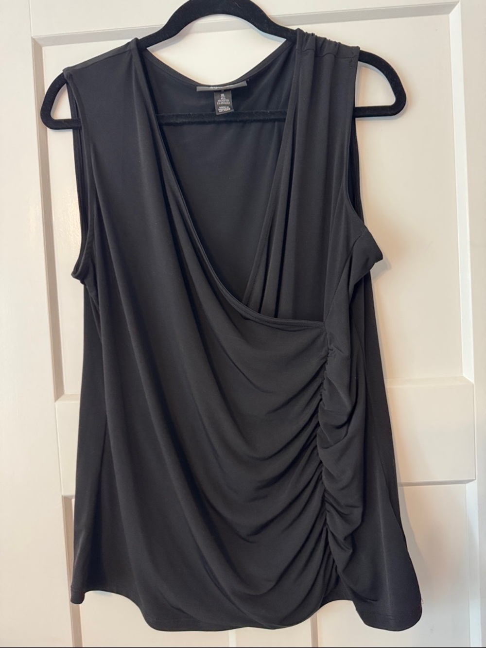 Style & Co. Black Draped Sleeveless V-Neck Camisole